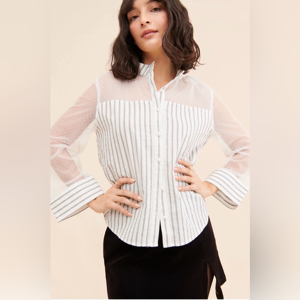 Anthropologie FrenchMauve Vivian Striped Shirt size Small